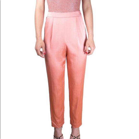 Beaded and Satin Jumpsuit sleeveless Salmon Color - Picture 10 of 15